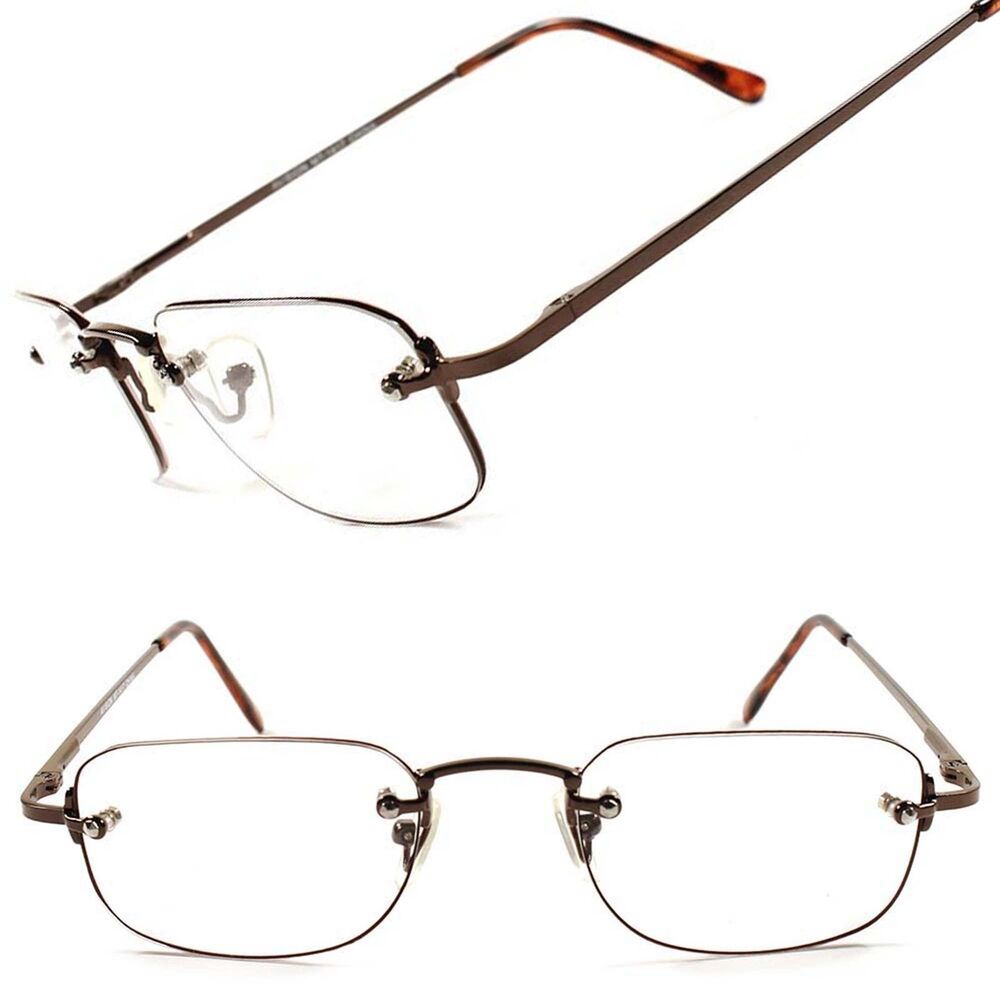 Stylish Contemporary Rimless Mens Womens Brown Optical Eye Glasses Frames